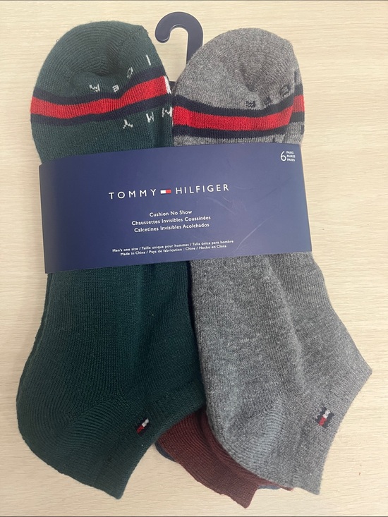 Tommy Hilfiger Other - Tommy Hilfiger Men's Cushion No Show  Athletic Socks - Green, Gray & Red Stripe